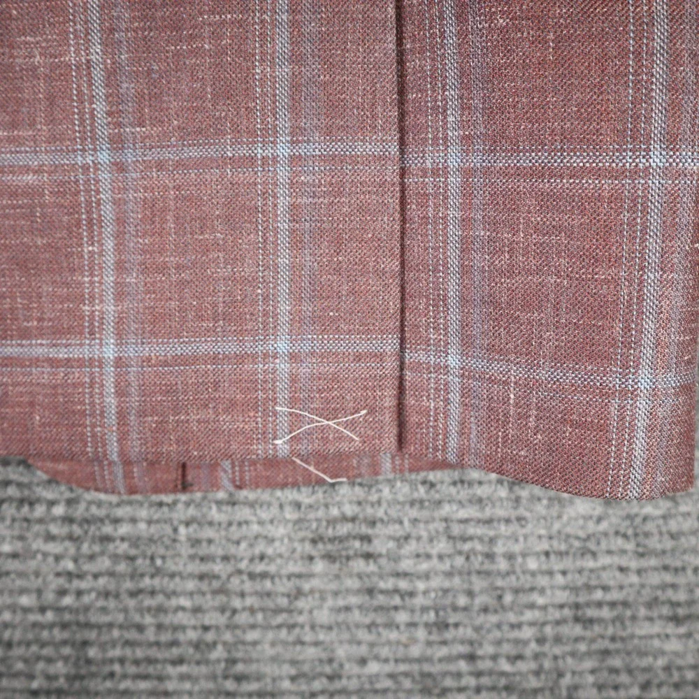 Joseph Abboud San Ildefonso Sport Coat Mens 40R Wool Silk Linen Windowpane Plaid